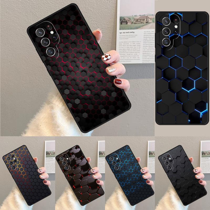 3D Hexagonal Lights soft Phone Case for Samsung Galaxy note 10 pro S26 Ultra S23 S24 FE S25 S21 S22 PLUS shockproof Cove