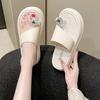 Thick-soled Slippers Outer Wear 2025 Summer New Outer Wear Foreign Style Flower Rhinestone Sleeve Toe Word Beach Cool Slippers Women