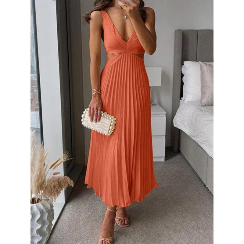 GMXIA Damenmode, Sommer, Frühling, einfarbig, ärmellos, V-Ausschnitt, Freizeitkleider