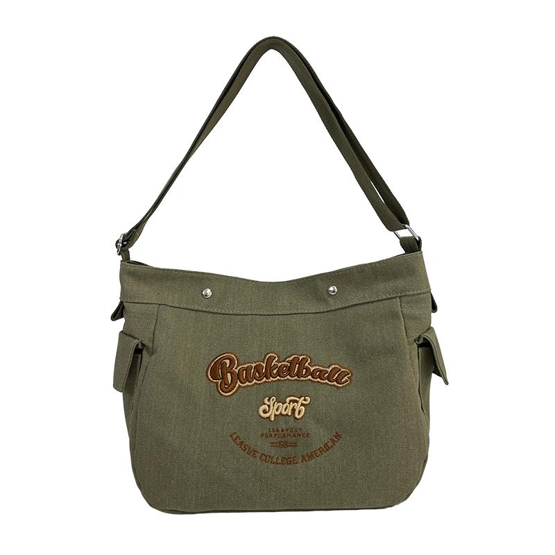 Monochromatic large capacity crossbody bag for women printed letter canvas simple fashionable