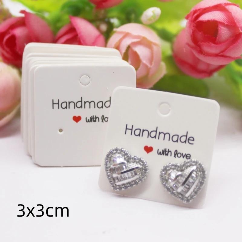 50pcs White/kraft Paper HANDMADE Series Multi Size Cards, Earrings, Necklaces, Jewelry Cards