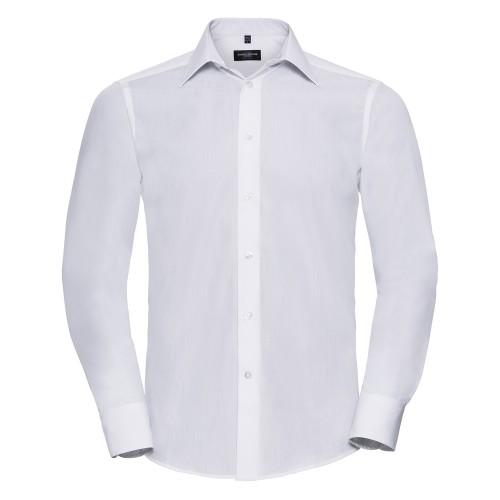 Russell Collection Mens Poplin Easy-Care Tailored Long-Sleeved Shirt