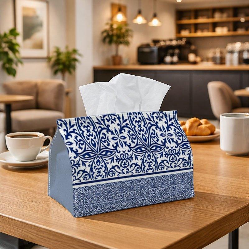 1pc Classic Damask Pattern Tissue Box Multifunctional, Blue White Vintage Suitable for Home, Parties, And Car Decoration. This Decorative Tissue Paper