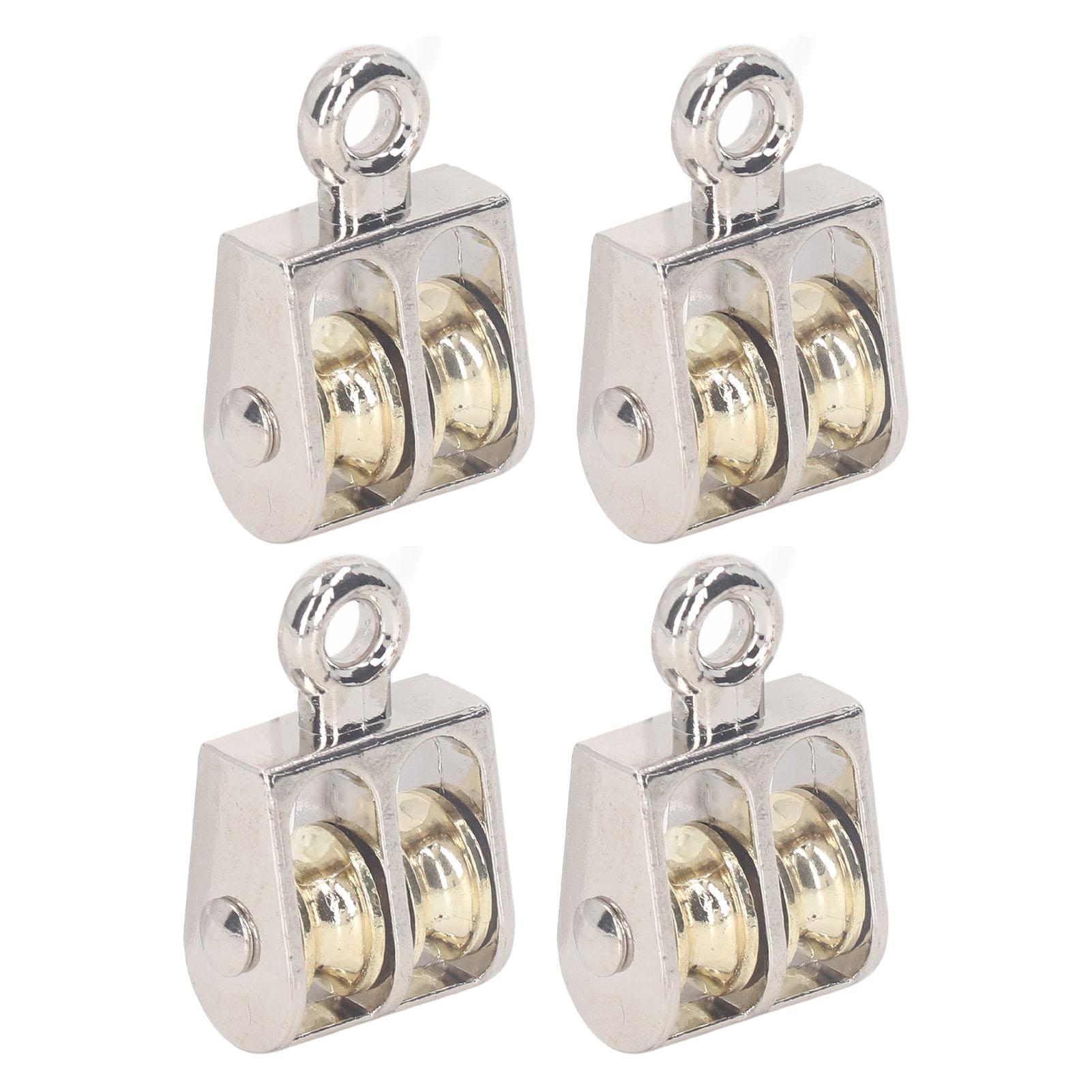 

4 Pcs Double Pulley Block 100KG 220LBS Bearing Zinc Alloy Crane Lifting Dual Pulley Roller