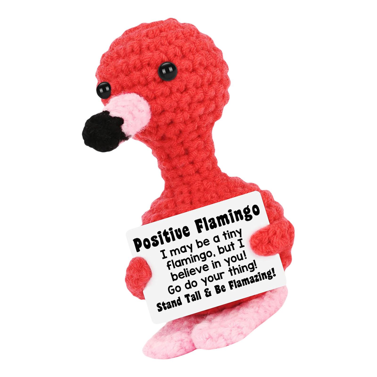 Unique Handcrafted Crochet Knitted Positive Flamingo Figurine Doll Detailed Craftsmanships Cotton Thread Home Decoration 1