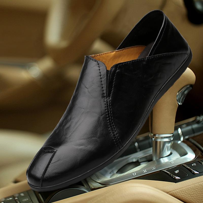 

Итальянская обувь Мужская повседневная обувь из натуральной кожи Мужские дышащие туфли-лодочки Мокасины без застежек Винтажная легкая прогулочная обувь 42 чёрный