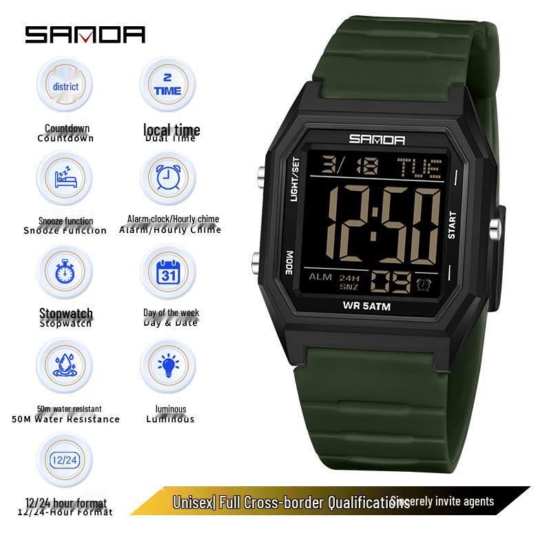 Sanda Waterproof Multifunctional Sports Watch for Teenagers and Students