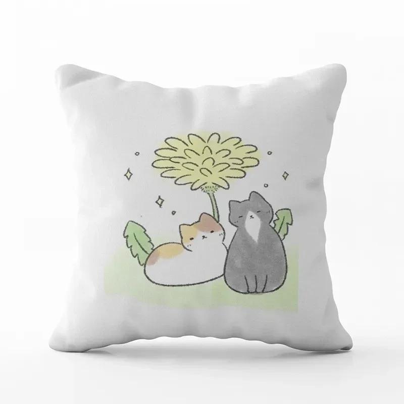 Cartoon Cute Cat Pillowcase Modern Simple Design Home Decorative Cushion Cover For Sofa Car Backrest Square Pillow Covers