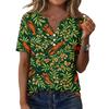 Women Casual V Neck Short Sleeve Button Front T Shirt Lobster Print Lightweight Summer Top