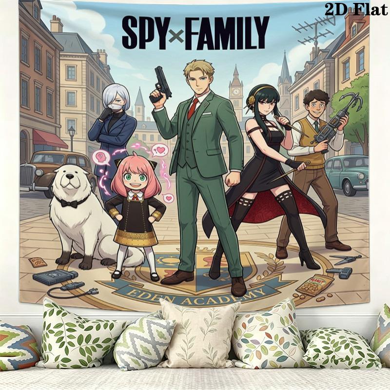Spy Family Wall Tapestry Aesthetic Wall Hanging Printed Fabric Blanket Decorative Tapestries For Bedroom Living Room Home Decor