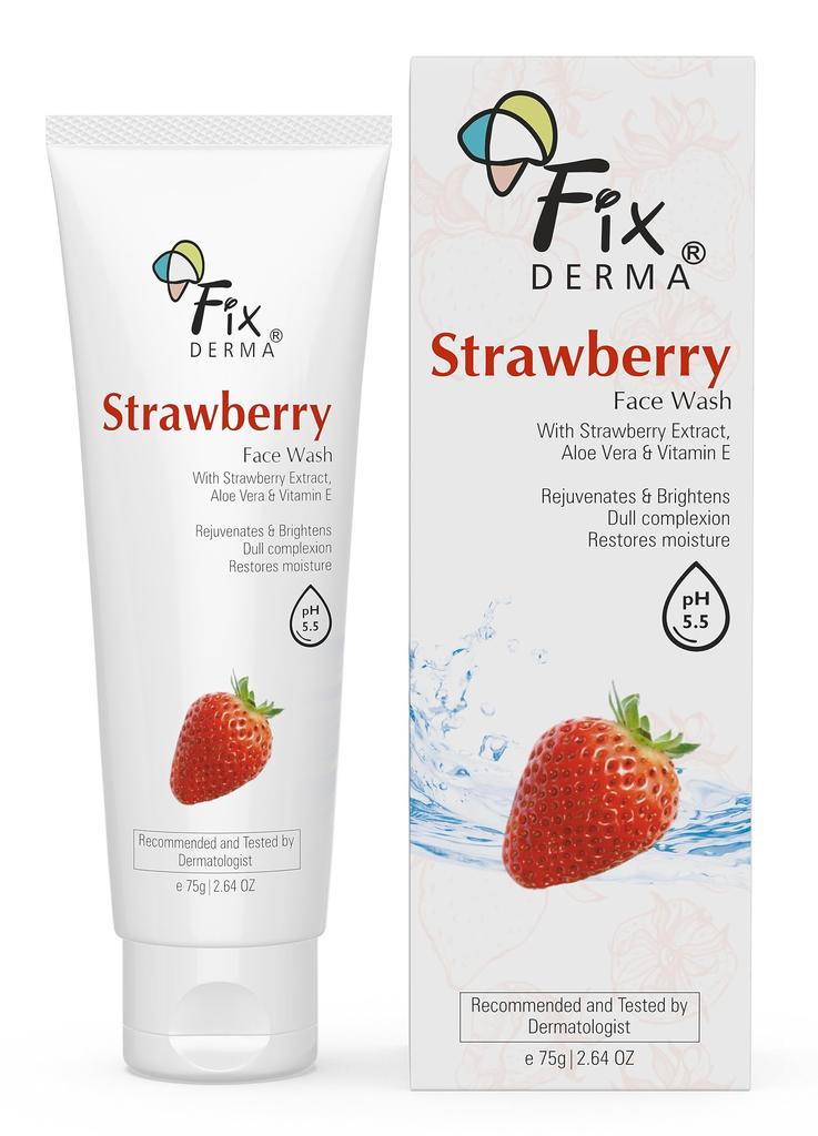 Fixderma Strawberry Face Wash with Vitamin E & Strawberry Extract | Face Wash & Face Cleanser | Face Wash for Oily Skin (All Type Skin) | Face Wash