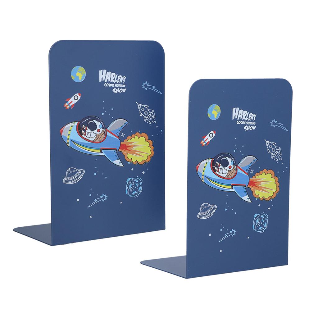 2Pcs Book Ends Nonslip Stable Firm Rounded Corner Rustproof Glossy High Durability Metal Bookends Fo