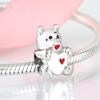 Fashion 925 Sterling Silver Square Rainbow Puzzle Bear Beads Fit Original Charms Jiuhao Bracelet Jewelry Making