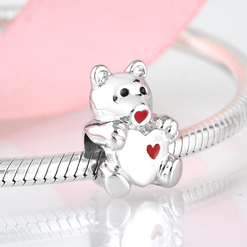 Fashion 925 Sterling Silver Square Rainbow Puzzle Bear Beads Fit Original Charms Jiuhao Bracelet Jewelry Making