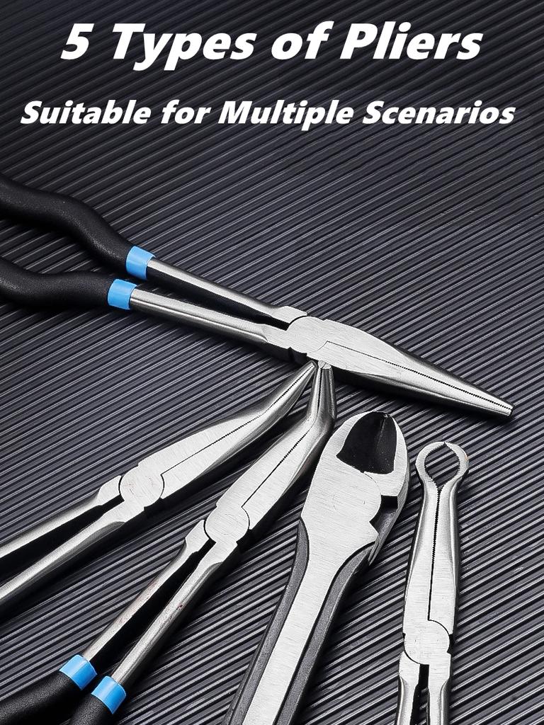 4pcs 5pcs High Quality Long Nose Pliers with Curved and Straight Tips - Ideal for Industrial, DIY Applications and Car Repair