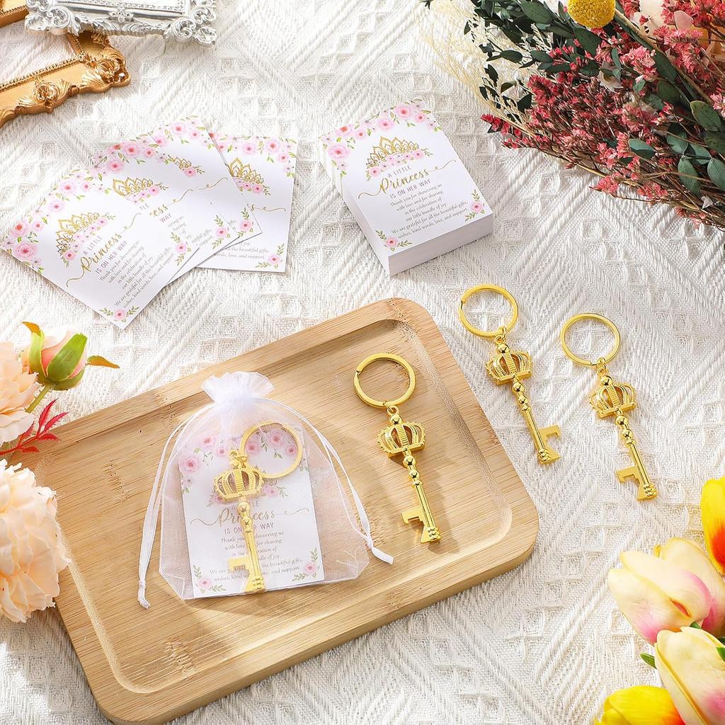 50 Sets Baby Shower Bottle Opener Favors Included Bottle Opener Keychain Crown Charms Keychain Thank You Cards Organza Bags Baby Shower Return Gifts