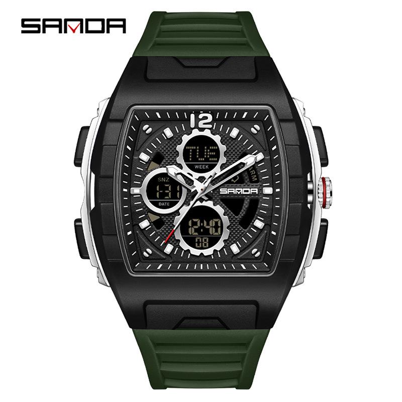 Sanda Dual Display Multifunctional Waterproof Luminous Men s Wristwatch