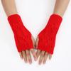 Women's Half Finger Gloves Are Soft and Warm In Winter Wool Like Knitted Arm Gloves and Neutral Black and White Gloves