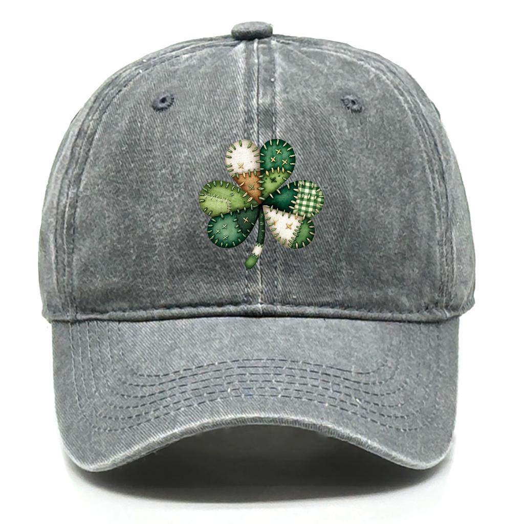 Green Heart Clover Shamrocks Printed Baseball Cap Adjustable Vintage Snapback Baseball Hat Retro Leisure Dad Hat For Hiking