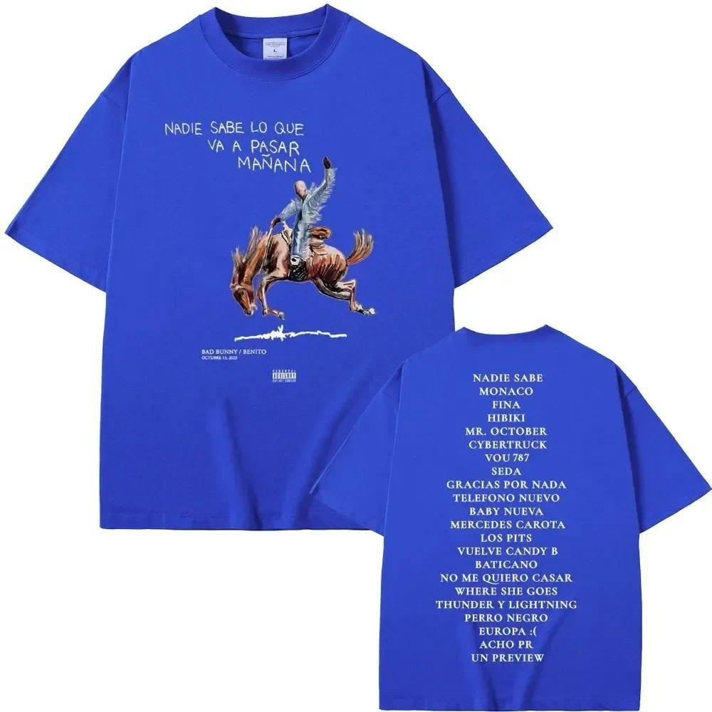 

Bad Bunny Nadie Sabe Lo Que Va A Pasar Manana Album Graphics Graphics Fashion Retro Cotton Mens Womens Oversized Tshirt Y2K M