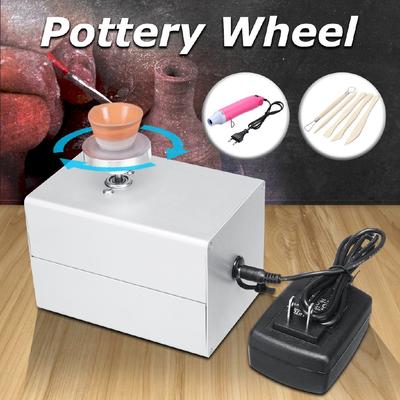 Aluminum Alloy Fingertip Mini Pottery Wheel Ceramic Machine 12V 4.5cm Turntable Knob Stepless Speed Change