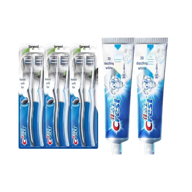 Crest Velvet Toothbrush & 3D White Toothpaste Family Pack