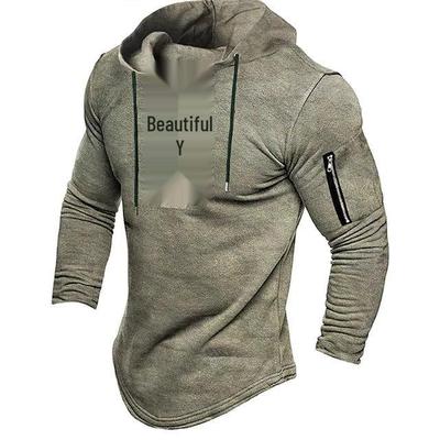 Men's Solid Color Pullover Hoodie with Drawstring - Casual Sporty Spring/Autumn Wear DL24