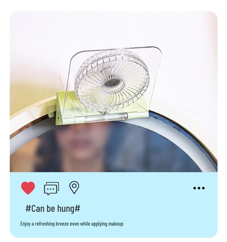 Three-Speed Transparent Folding Desktop Fan with USB Charging