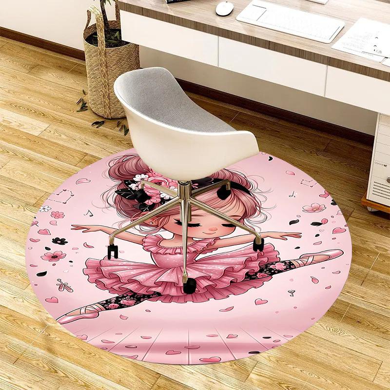 1PC ballet dancer Non-Slip Floor Round carpet, Office, family, bedroom, Large Area Rug Indoor Rugs, Durable PolyesterH0331