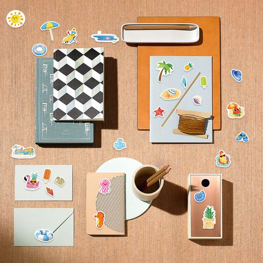 8 Summer Ice-cold Stickers Can Be Waterproof Diary Hand Stickers Gu Card Stickers DIY Decorative Stickers
