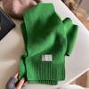 Simple style autumn and winter monochrome lengthened warm knitted soft waxy skin-friendly wool scarf schoolgirl