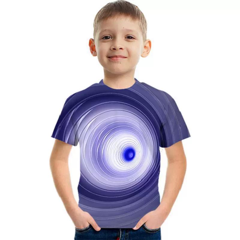 Summer Children's 3D T-shirt Visually Deceiving Boys' Printed Short Sleeved T-shirt Tees