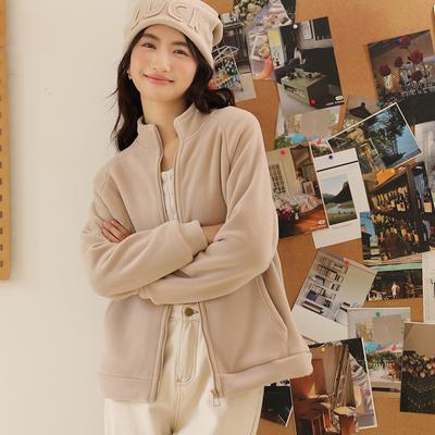 Autumn Winter Thickened Fleece Clothes Female Small Fragrant Wind Coat Warm Fleece Cardigan Wearing Long-Sleeved Blouse Casual