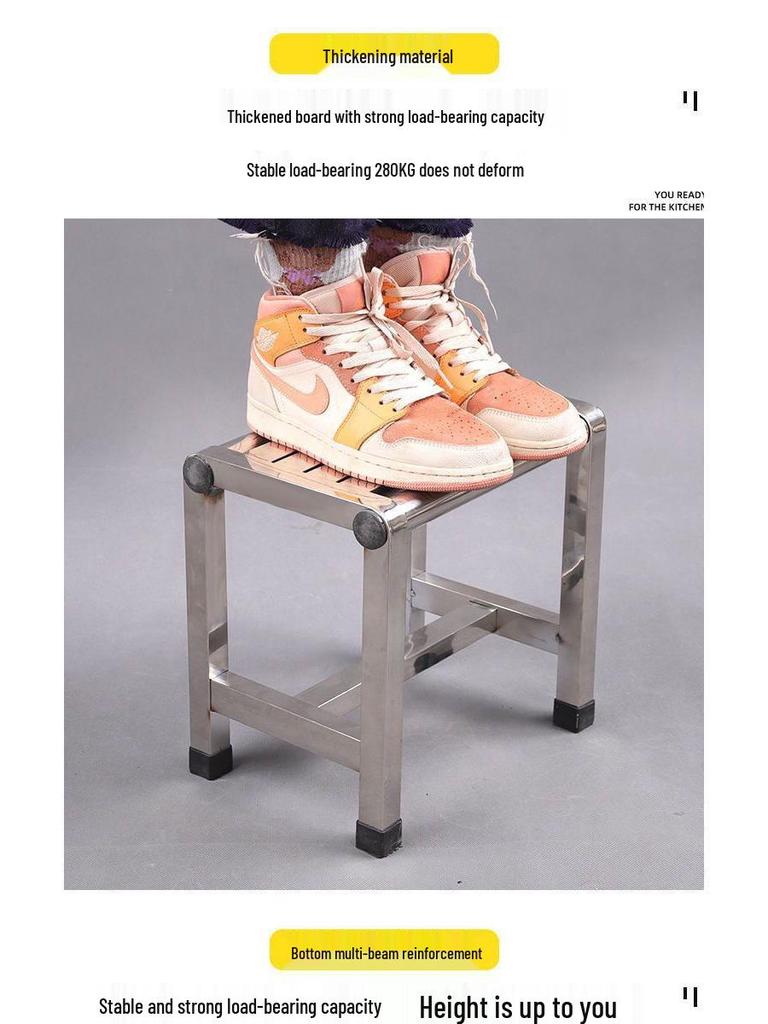Non-slip Stainless Steel Shower Stool for Elderly - Square, Four-legged Design