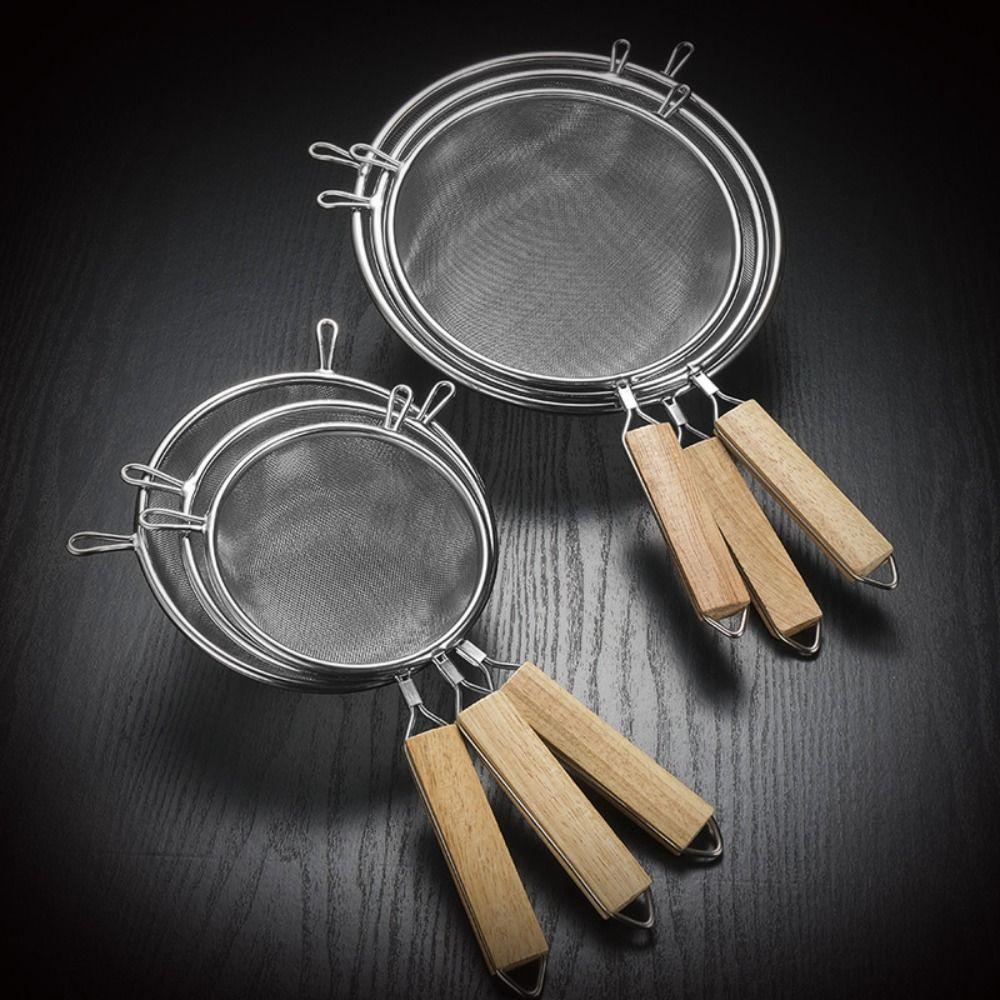 304 Stainless Steel Cooking Skimmers Wooden Handle Easy To Clean Food Strainers Rinsing Vegetables Cooking Preparation