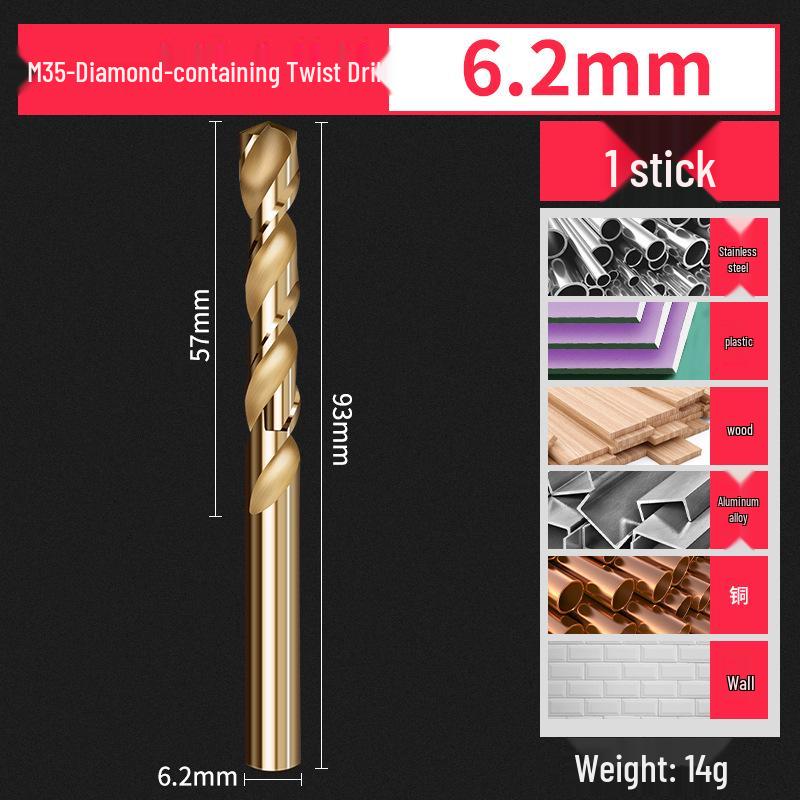 Cobalt-Enhanced Extended Length Twist Drill Bit Set - Super Hard Stainless Steel Alloy, 4.2mm.
