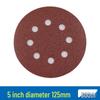 Red Sand Flocking 5-Inch Self-Adhesive Sandpaper Disc, 6 or 8 Holes, for Dry Grinding and Polishing