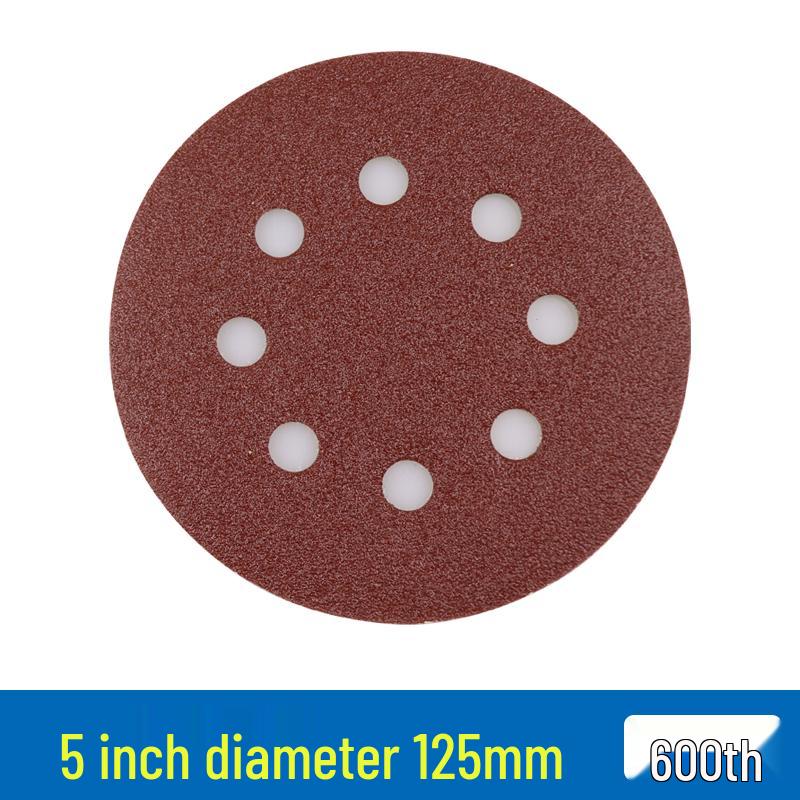 Red Sand Flocking 5-Inch Self-Adhesive Sandpaper Disc, 6 or 8 Holes, for Dry Grinding and Polishing