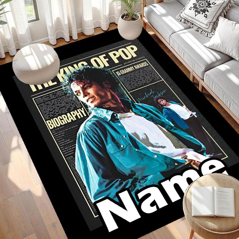 Custom Name Personalized Michael Jackson Print Carpet, Versatile Home Decor Rug, for Playroom, Apartment, Balcony, Entryway, Hallway Gift