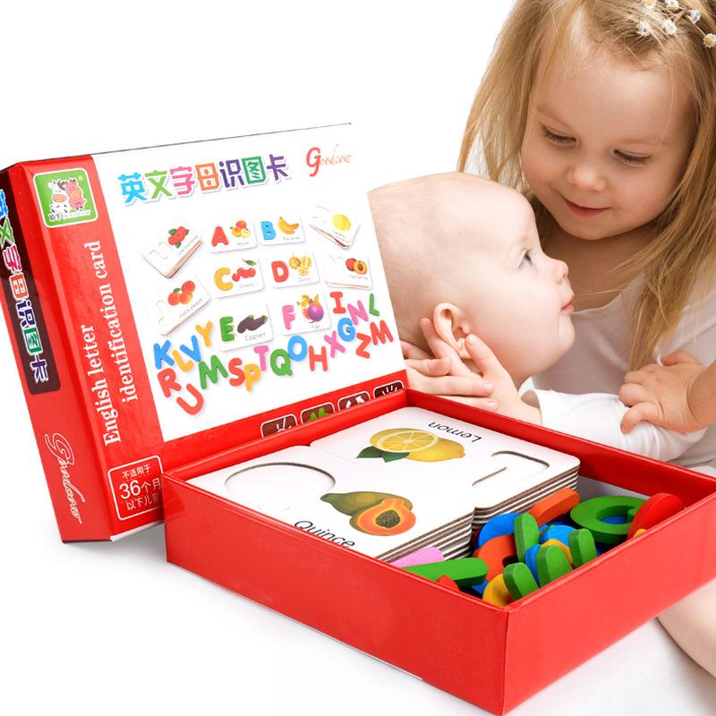 Alphabet Flash Cards, ABC Montessori Educational Toys Gifts for Preschool Learning Puzzle, Wooden Letters Flashcards Game