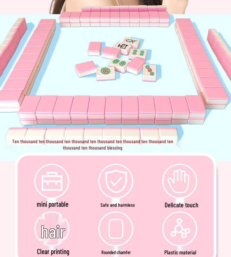 Compact Mini Mahjong Tiles - Hand-Rubbed Mahjong Set for Outdoor Camping, Dormitory, or Party Interactive Board Game.