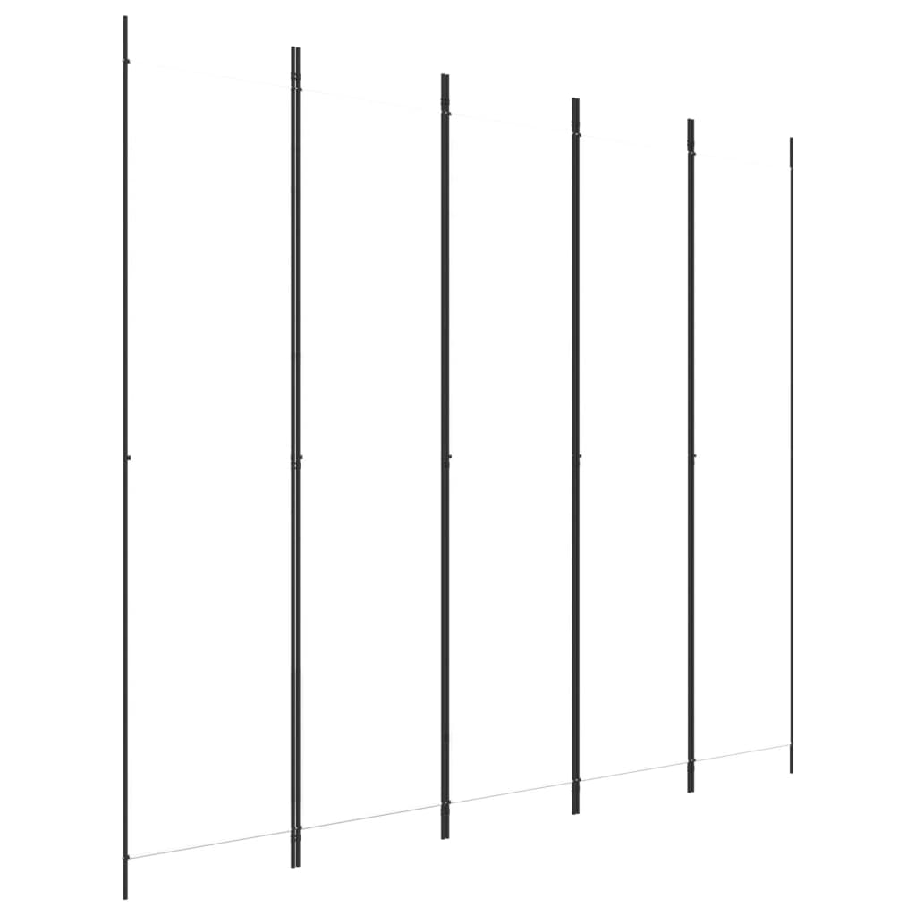 5 Piece White Folding Screen 250 x 220 cm Fabric