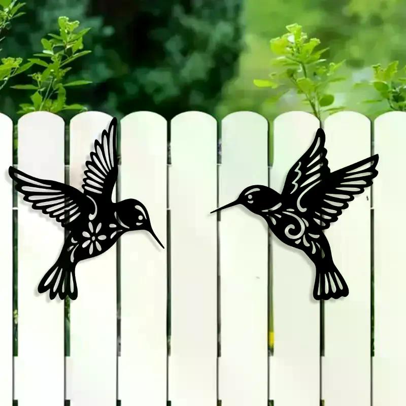 1PC Metal Hummingbird Wall Decoration Hollow Out Iron Bird Sculpture Wall Hanging Figurines Ornament Home Decor