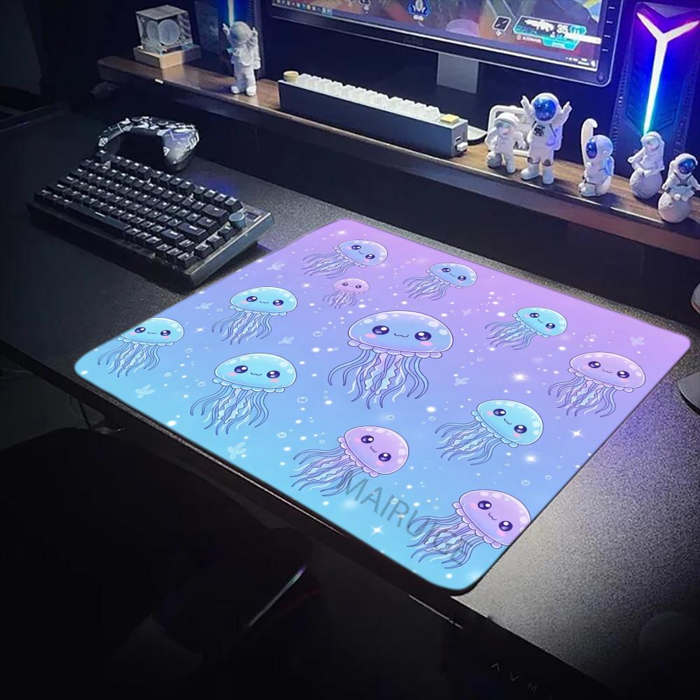 Cute Jellyfish Purple Gradient Mouse Pad Kawaii Sea Jelly Desk Mat Glitter Bubble Aesthetic Gaming Mouse Pad Decor Keyboard Mat