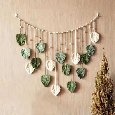 Blattförmige Wandbehang-Girlande Dekoratives Makramee-Banner für Wohnzimmer Schlafzimmer Kinderzimmer Party-Hintergrunddekoration