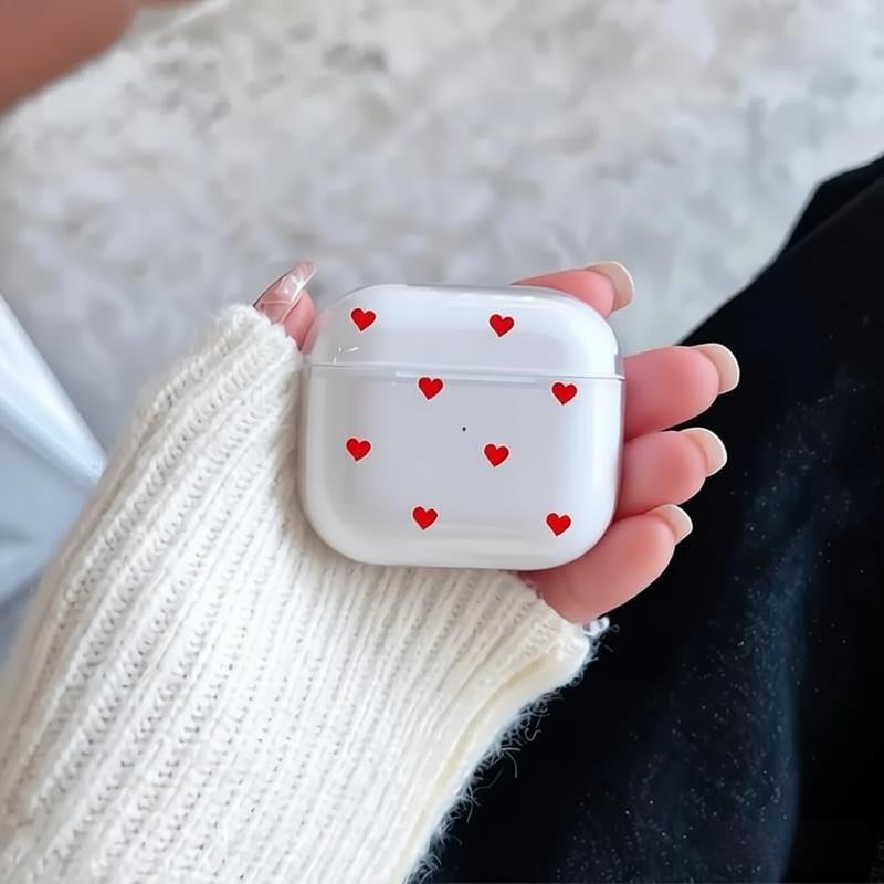 Cute Simple Red Love Heart Earphone Case for Airpods 4th 3rd Pro 3 Shockproof Cover for Airpod 2 3 1 Protective Accessorie Shell