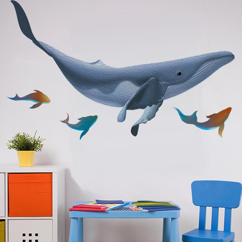 Tiefsee Wal Wandaufkleber, Abnehmbare Selbstklebende Decals für Jungenzimmer Kinder Spielzimmer Ozean Thema Dekor