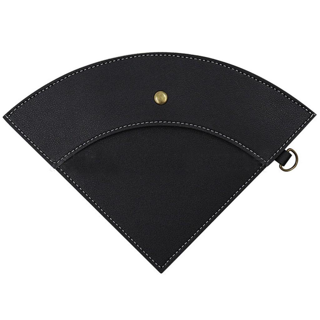 SaveSooo Coffee Filter Storage Bag, Black PU Leather, Cone-Shaped Case for Coffee Filters, Easy to Carry, Button Closure, Stylish for Camping and