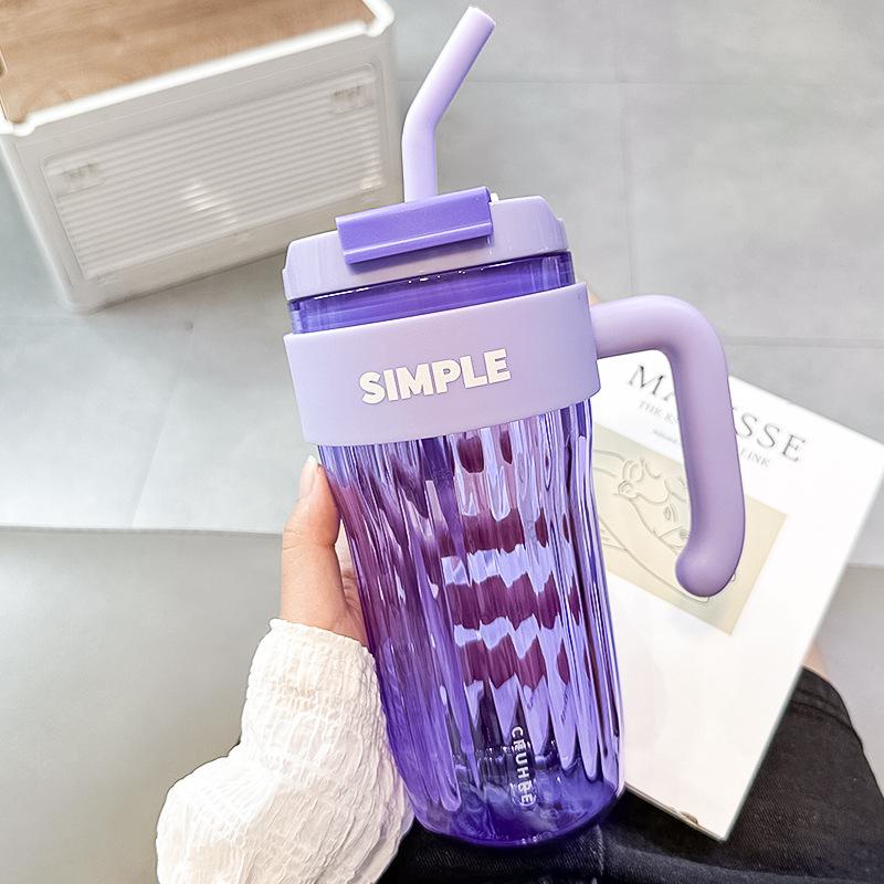 Gobelet avec couvercle et paille et poignée 920ML Grande capacité Tasse pour femmes adultes Tasse à café pour voyage Bouteille d'eau en plastique Sans BPA