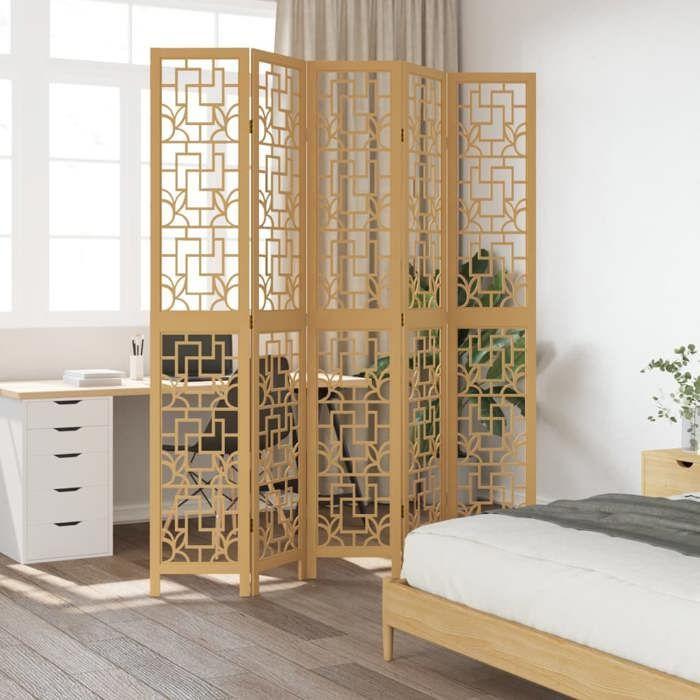 VidaXL Room Divider 5 Panels, Room Separator, Privacy Screen, Living Room Bedroom Screen, Brown Wood 358872